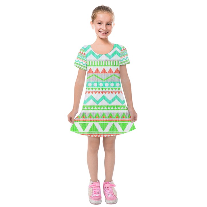 Cute bohemian Kids  Short Sleeve Velvet Dress