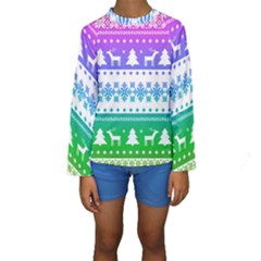 Cute Rainbow Bohemian Kids  Long Sleeve Swimwear by Brittlevirginclothing