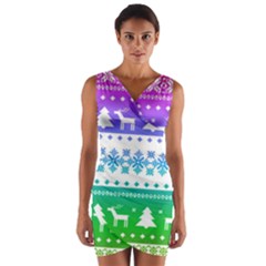 Cute Rainbow Bohemian Wrap Front Bodycon Dress by Brittlevirginclothing