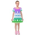 Cute rainbow bohemian Kids  Short Sleeve Velvet Dress View1