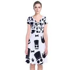 Gentlemen - Black And White Short Sleeve Front Wrap Dress by Valentinaart