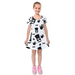 Gentlemen - Black And White Kids  Short Sleeve Velvet Dress by Valentinaart