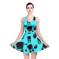 Gentlemen - Blue Pattern Reversible Skater Dress by Valentinaart