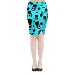 Gentlemen - Blue Pattern Midi Wrap Pencil Skirt by Valentinaart