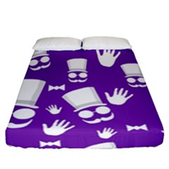 Gentleman Pattern - Purple And White Fitted Sheet (queen Size) by Valentinaart