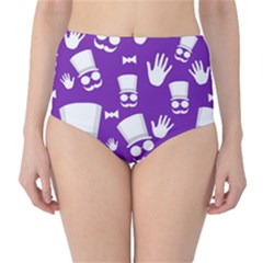 Gentleman Pattern - Purple And White High-waist Bikini Bottoms by Valentinaart