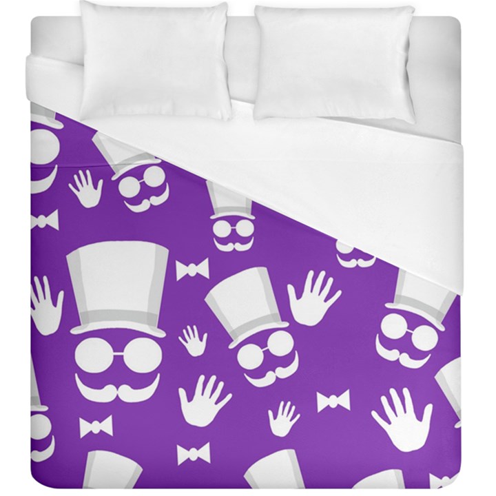 Gentleman pattern - purple and white Duvet Cover (King Size)