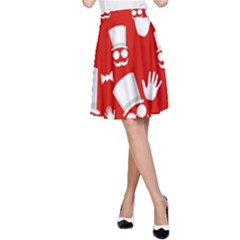 Gentlemen - Red And White Pattern A-line Skirt by Valentinaart