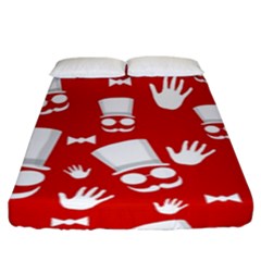 Gentlemen - Red And White Pattern Fitted Sheet (king Size) by Valentinaart