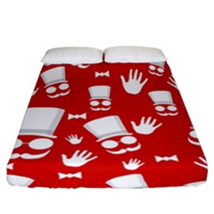 Gentlemen - Red And White Pattern Fitted Sheet (california King Size) by Valentinaart