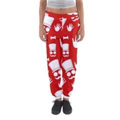 Gentlemen - Red And White Pattern Women s Jogger Sweatpants by Valentinaart