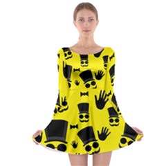 Gentlemen - Yellow Pattern Long Sleeve Skater Dress by Valentinaart