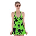 Gentleman - green pattern Halter Swimsuit Dress View1