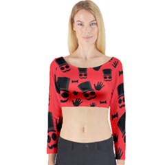 Gentlemen - Red Long Sleeve Crop Top by Valentinaart