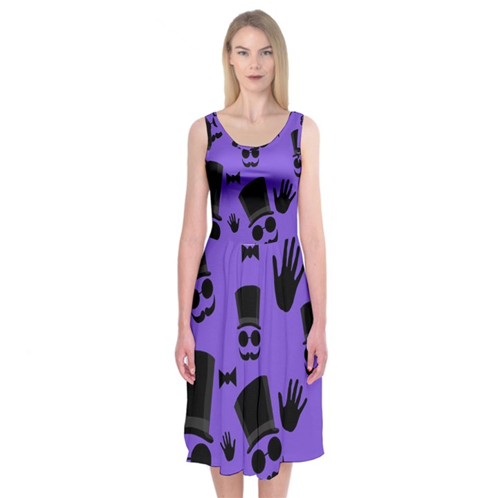 Gentleman purple pattern Midi Sleeveless Dress