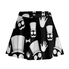 Gentleman - Black And White Pattern Mini Flare Skirt by Valentinaart