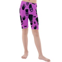 Gentleman - Magenta Pattern Kids  Mid Length Swim Shorts by Valentinaart