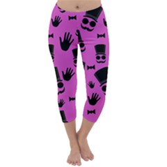 Gentleman - Magenta Pattern Capri Winter Leggings  by Valentinaart