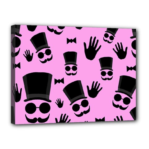 Gentleman - Pink Pattern Canvas 16  X 12  by Valentinaart