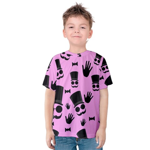 Gentleman - Pink Pattern Kids  Cotton Tee by Valentinaart