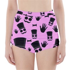 Gentleman - Pink Pattern High-waisted Bikini Bottoms by Valentinaart