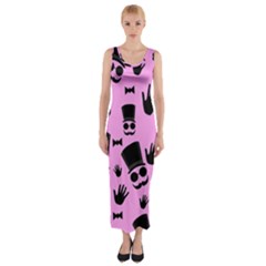 Gentleman - Pink Pattern Fitted Maxi Dress by Valentinaart