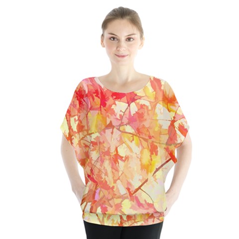 Monotype Art Pattern Leaves Colored Autumn Blouse by Amaryn4rt