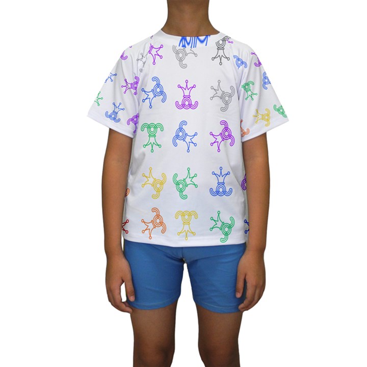 Rainbow Clown Pattern Kids  Short Sleeve Swimwear