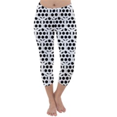 Seamless Honeycomb Pattern Capri Winter Leggings 