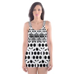 Seamless Honeycomb Pattern Skater Dress Swimsuit by Amaryn4rt