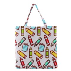 Seamless Pixel Art Pattern Grocery Tote Bag by Amaryn4rt