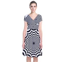 Spider Web Hypnotic Short Sleeve Front Wrap Dress by Amaryn4rt