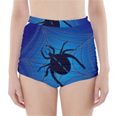 Spider On Web High-waisted Bikini Bottoms