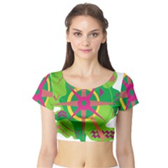 Green Navigation Short Sleeve Crop Top (tight Fit) by Valentinaart