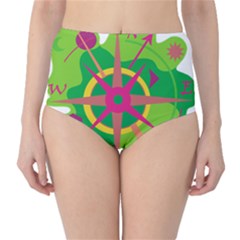 Green Navigation High-waist Bikini Bottoms by Valentinaart