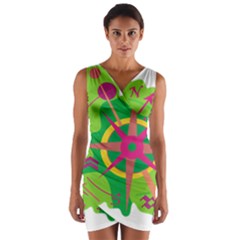 Green Navigation Wrap Front Bodycon Dress by Valentinaart