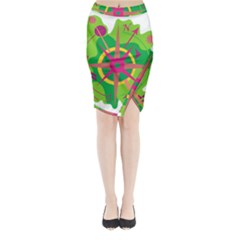 Green Navigation Midi Wrap Pencil Skirt by Valentinaart