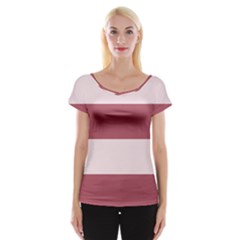 Mocha White Horizontal Stripes Women s Cap Sleeve Top