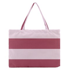 Mocha White Horizontal Stripes Medium Zipper Tote Bag