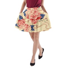 Beautiful Pink Roses A-line Pocket Skirt by Brittlevirginclothing