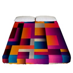 Abstract Background Geometry Blocks Fitted Sheet (queen Size) by Amaryn4rt