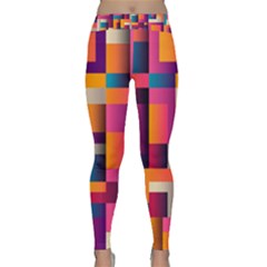 Abstract Background Geometry Blocks Classic Yoga Leggings by Amaryn4rt