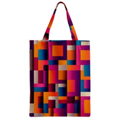 Abstract Background Geometry Blocks Zipper Classic Tote Bag