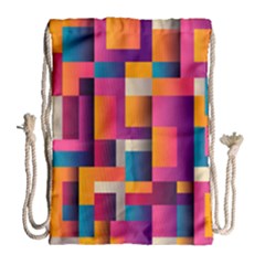 Abstract Background Geometry Blocks Drawstring Bag (large)