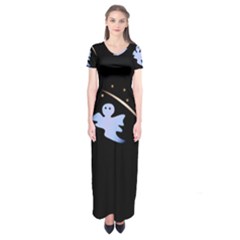 Ghost Night Night Sky Small Sweet Short Sleeve Maxi Dress by Amaryn4rt