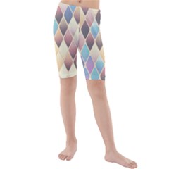 Abstract Colorful Background Tile Kids  Mid Length Swim Shorts by Amaryn4rt