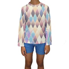 Abstract Colorful Background Tile Kids  Long Sleeve Swimwear by Amaryn4rt