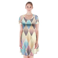 Abstract Colorful Background Tile Short Sleeve V-neck Flare Dress by Amaryn4rt