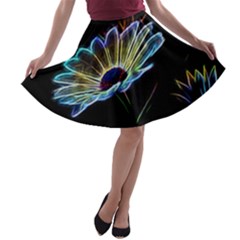 Flower Pattern Design Abstract Background A-line Skater Skirt