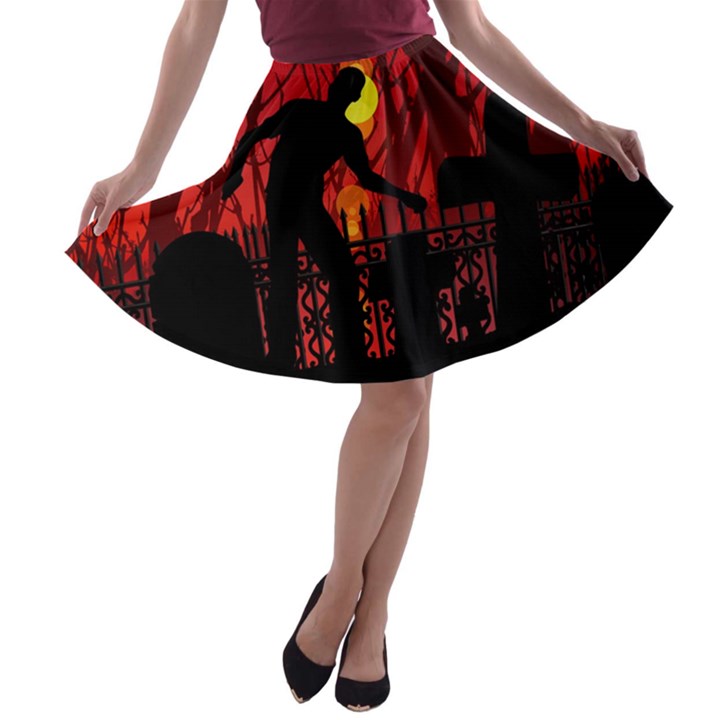 Horror Zombie Ghosts Creepy A-line Skater Skirt